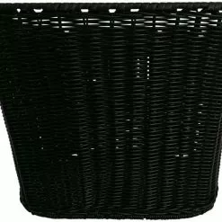 Kurv For Fastmonteret Plast Rattan Sort Flet / Med Bøjle & Beslag