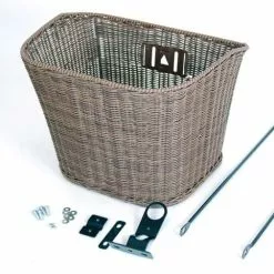 Kurv For Fastmonteret Plast Rattan Mørk Brun Flet/ Med Bøjle & Beslag